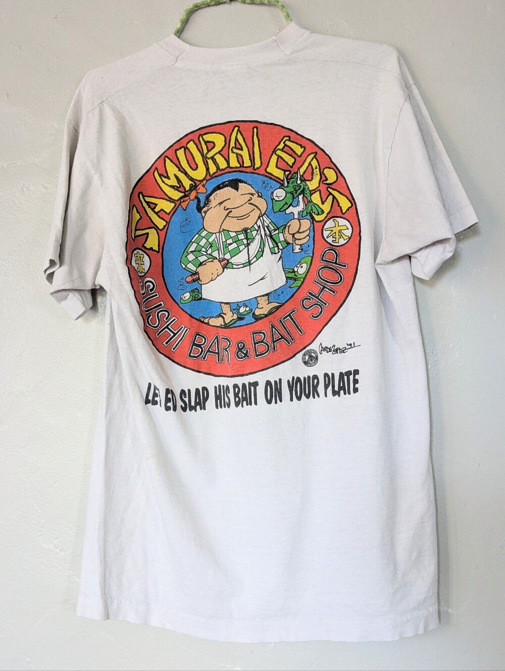 Vintage 90s Samurai Ed's Sushi Bar T-Shirt Large Single Stitch USA Made